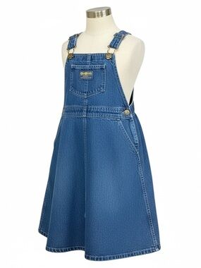 Vintage OshKosh B'gosh Blue Denim Overall Jumper Dress Size 6X